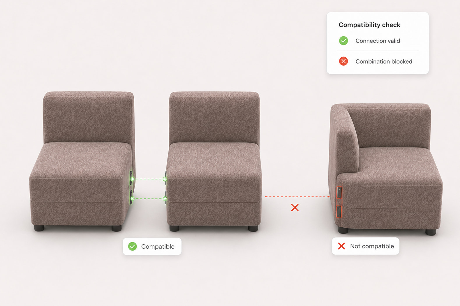 Modulaire configurator: botsingsdetectie en slimme compatibiliteit
