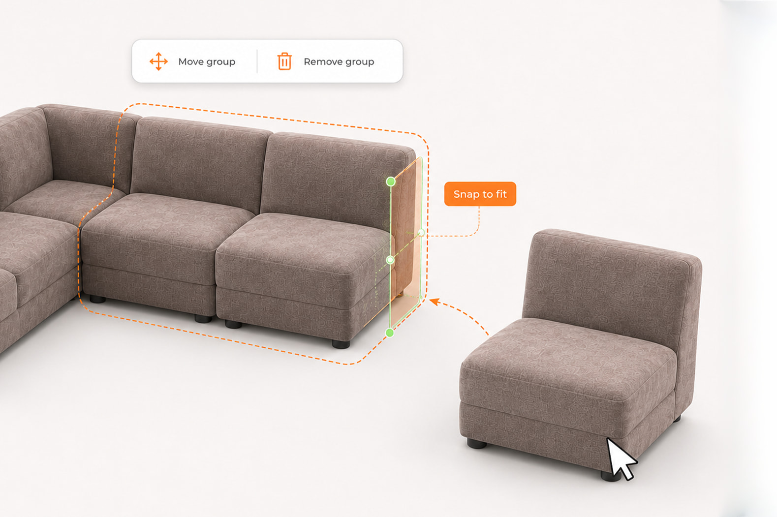 Modulaire configurator: slim snap-to-fit